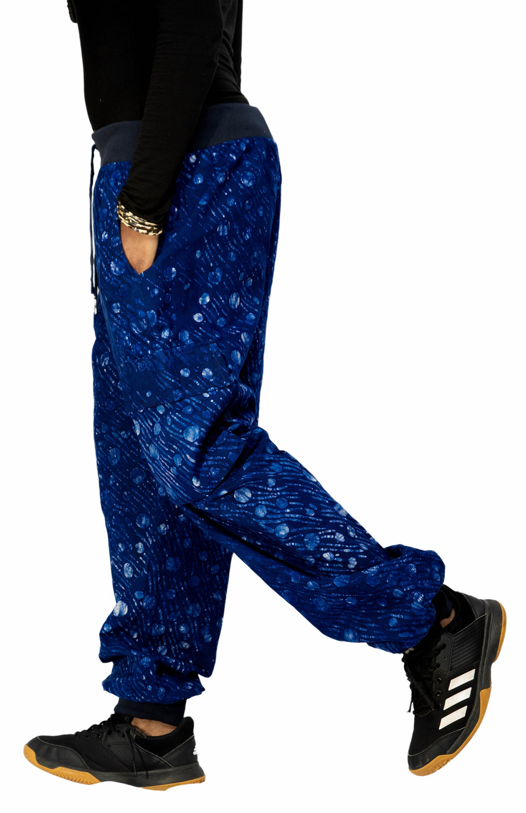 Blue Adire Fabric Cargo Pants