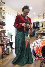 Green Floral with Black Wrap Skirt