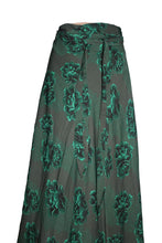 Green Floral with Black Wrap Skirt