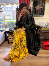 Yellow and Black Tire Dye Wrap Skirt