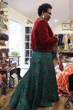 Green Floral with Black Wrap Skirt