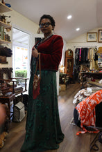 Green Floral with Black Wrap Skirt